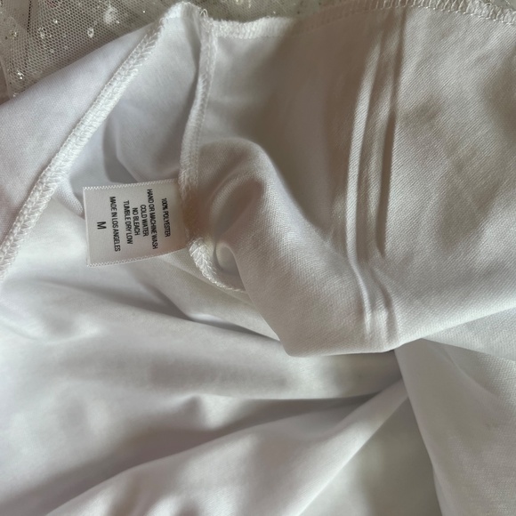 Lucy in the Sky White w Sequin Overlay Mini Dress | Size M | Sparkly Party Dress - Picture 5 of 10